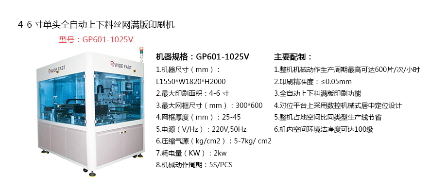 4-6寸單頭全自動（dòng）上下料絲網滿版印刷機